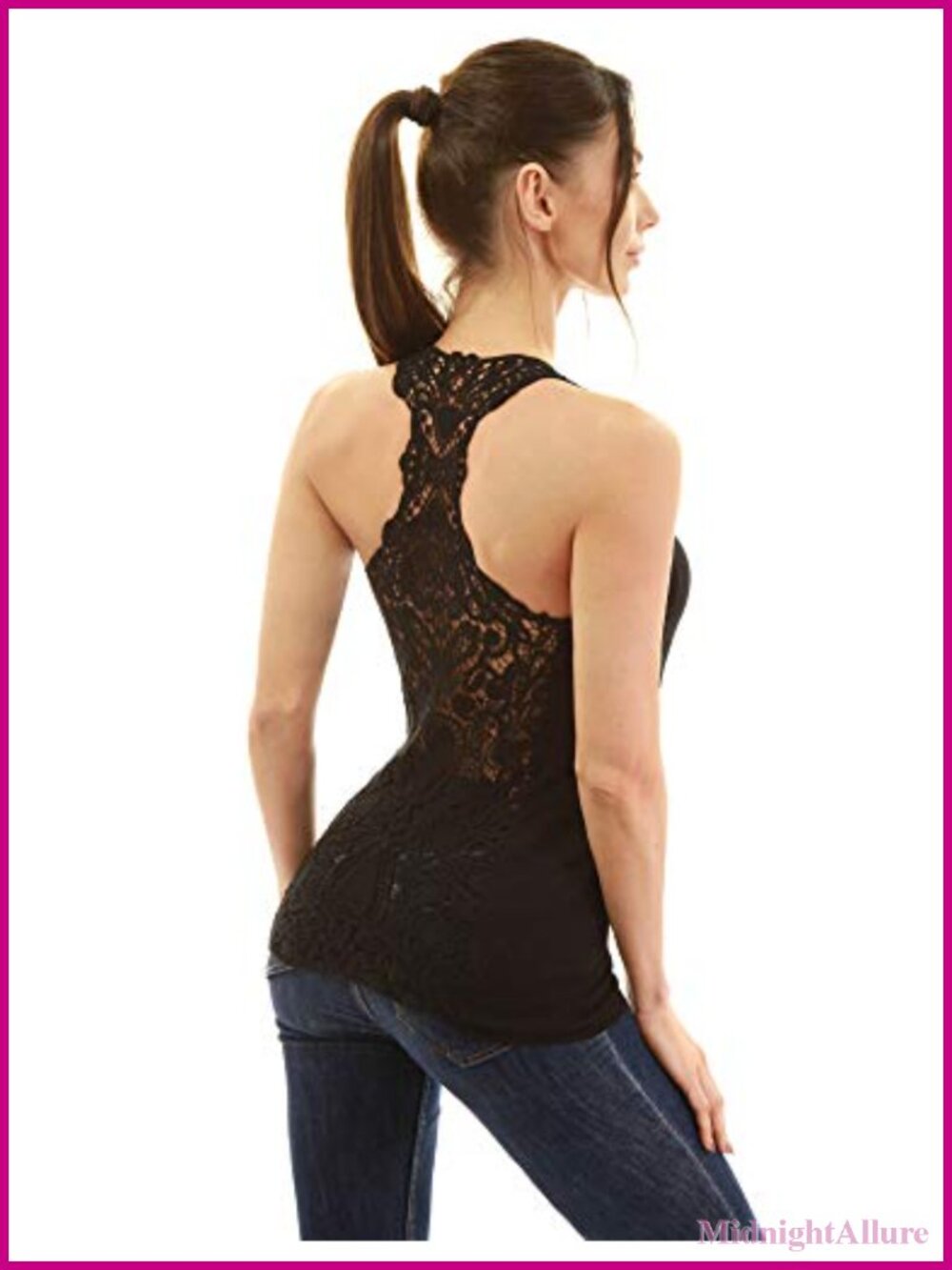 Women's Crochet Lace Racerback Sleeveless Tank Top Cotton Blend